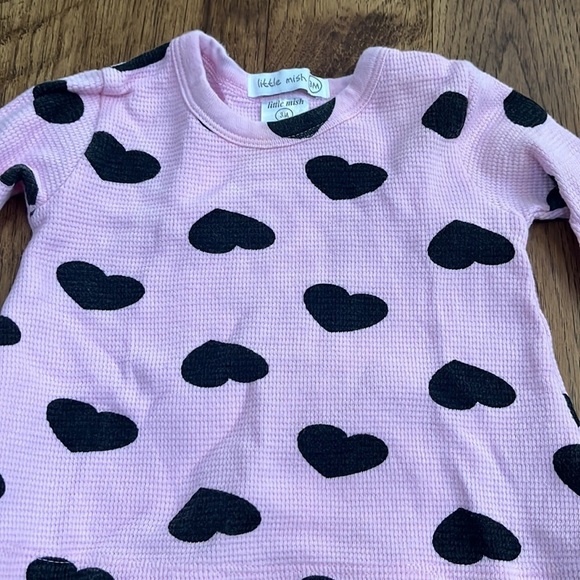 Little Mish Girl’s Pink Heart Top Size 3M - Picture 2 of 4